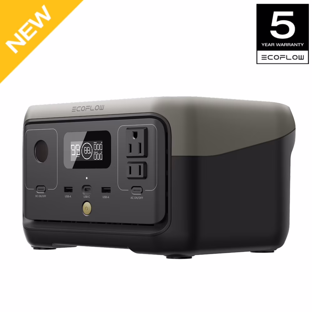 EF EcoFlow Portable Power Station RIVER 2 240,243wh LiFePO4 Battery/1 Hour Fast Charging, 600W Output Solar Generator (Solar Panel Optional) for Outdoor Camping,Home Use,RV,Walmart Exclusive