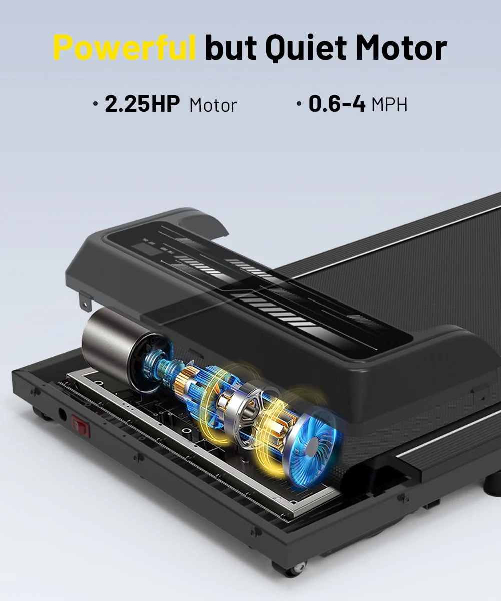 Walking Treadmill Under Desk Portable Walking Pad 265LBS 2.25HP for Home Office, Black