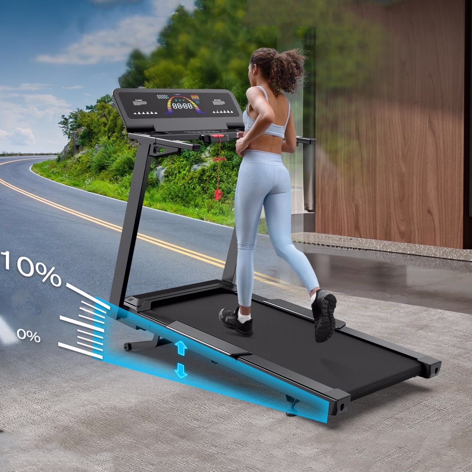 YZRUN 15% Auto Incline 6.5HP Portable Walking Pad Treadmill with Remote Control, 10MPH Speed,500lbs Capacity for Home and Office Use ,Adjustable iPad Holder