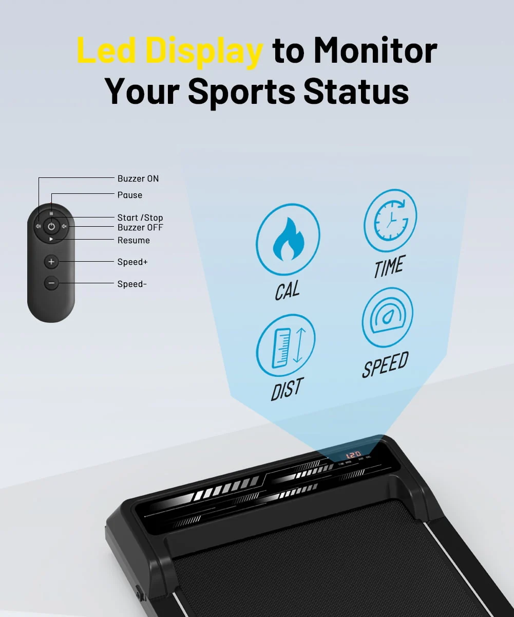 Walking Treadmill Under Desk Portable Walking Pad 265LBS 2.25HP for Home Office, Black