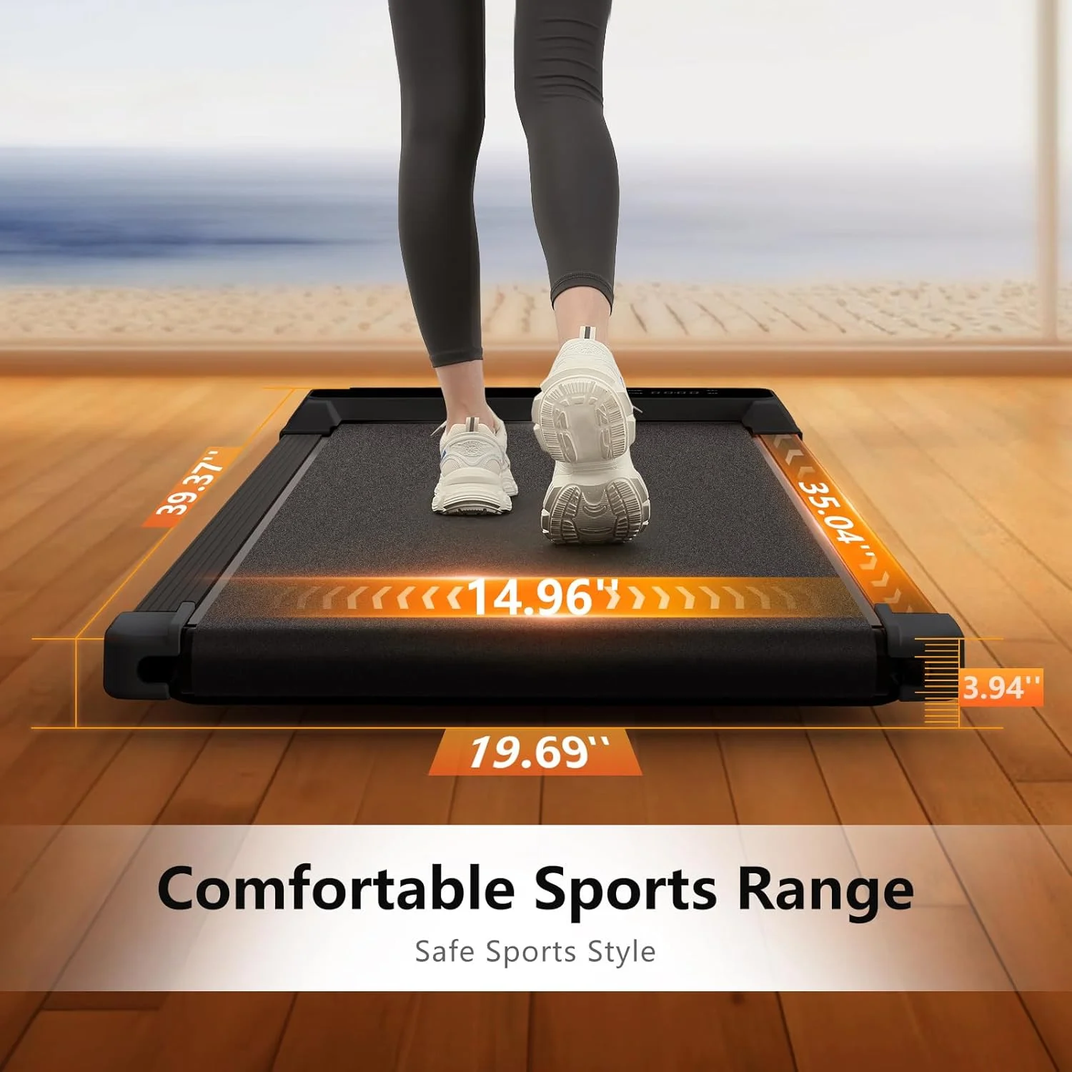 JURITS Walking Pad 2 in 1 for Walking and Jogging, Under Desk Treadmill for Home Office with Remote Control, Portable Walking Pad Treadmill Under Desk, Desk Treadmill in LED Display,Black